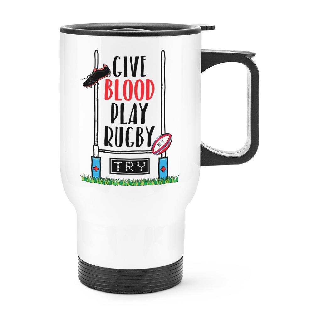 gift base Give Blood Play Rugby Travel Mug Cup With Handle