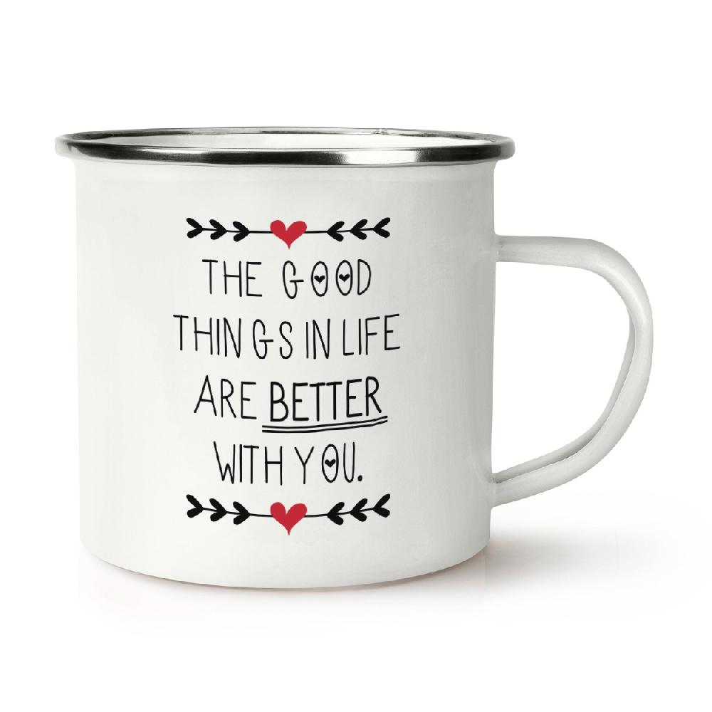 gift base Good Things In Life Are Better With You Retro Enamel Mug Cup