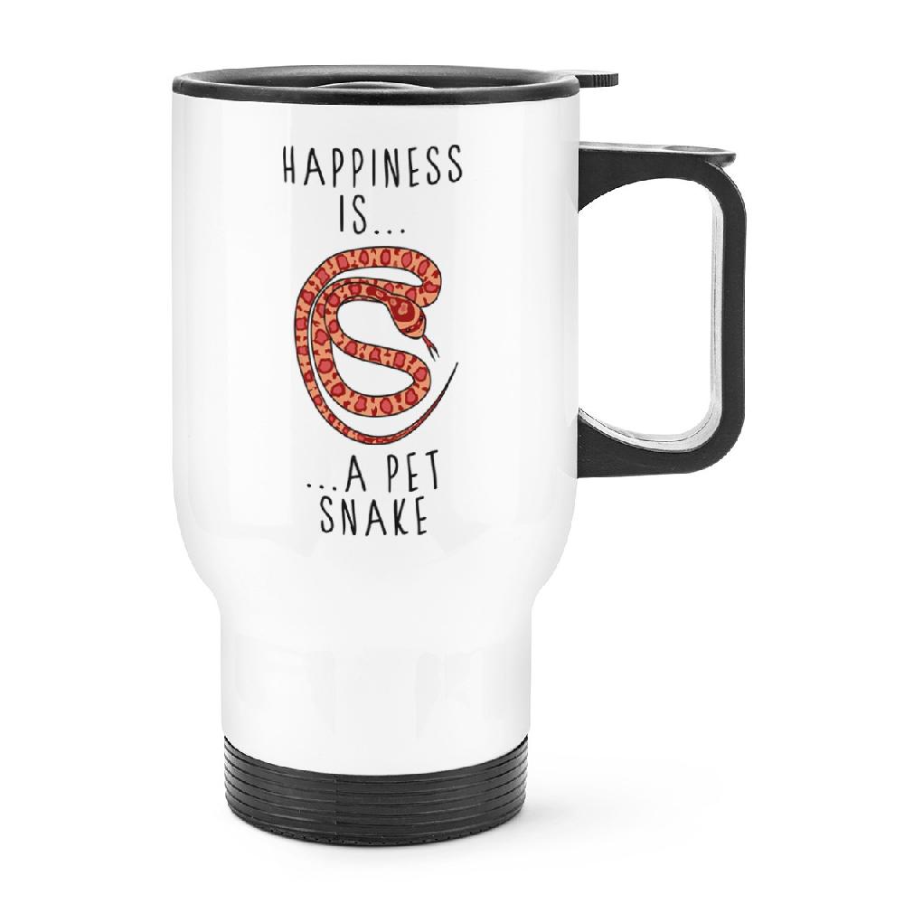 gift base Happiness Is A Pet Snake Travel Mug Cup With Handle