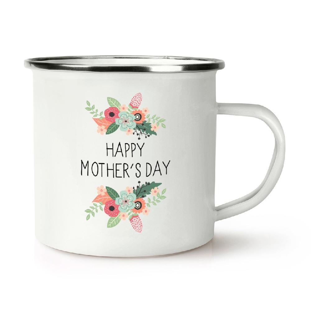 gift base Happy Mother's Day Flower Retro Enamel Mug Cup