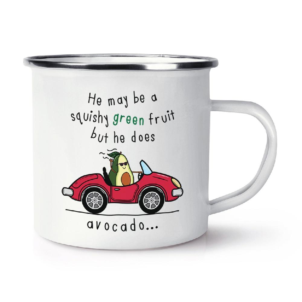 gift base He May Be Squishy But He Does Avocado Retro Enamel Mug Cup