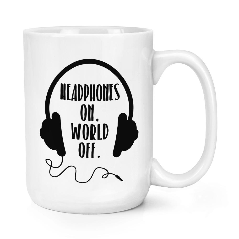 gift base Headphones On World Off 15oz Large Mug Cup