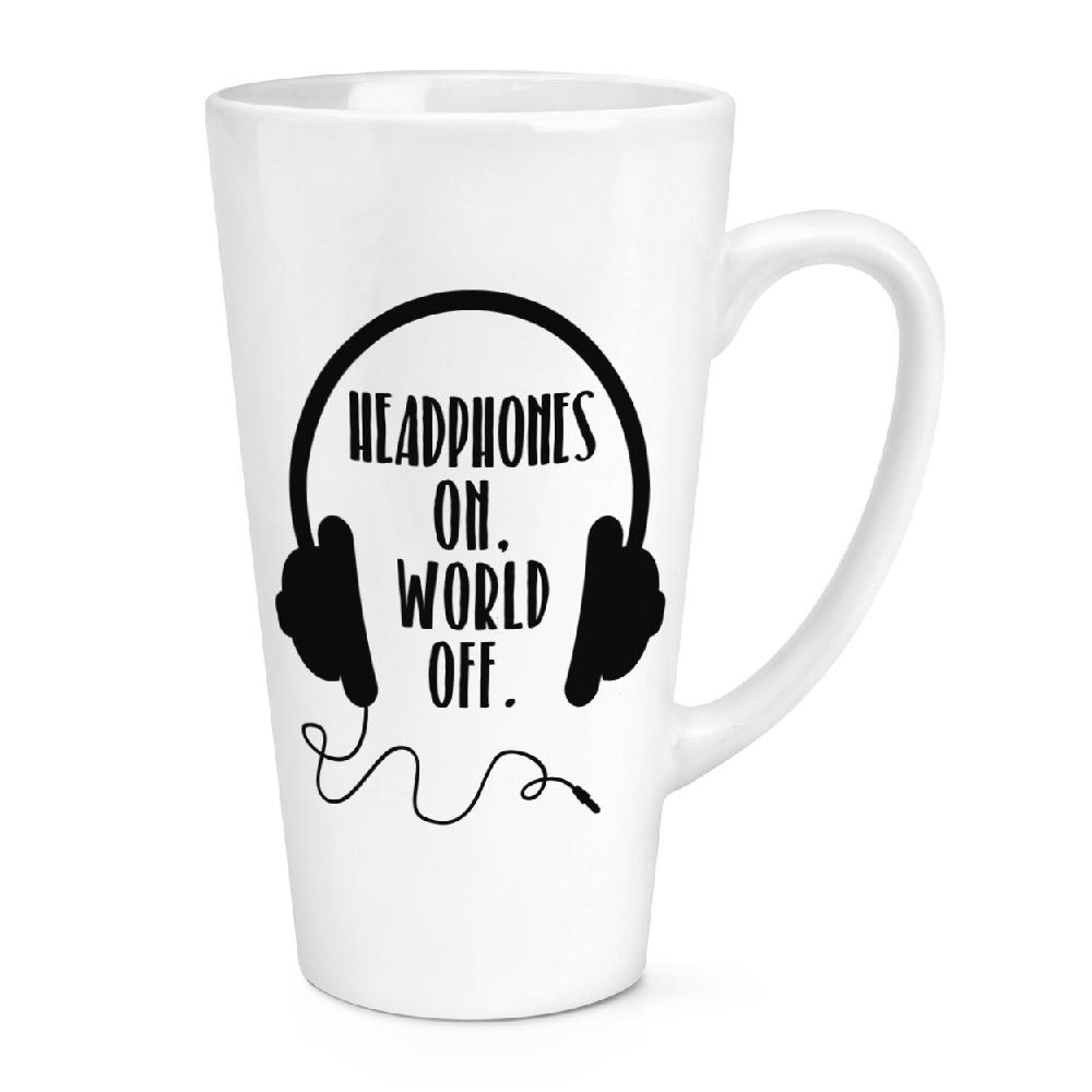 gift base Headphones On World Off 17oz Large Latte Mug Cup