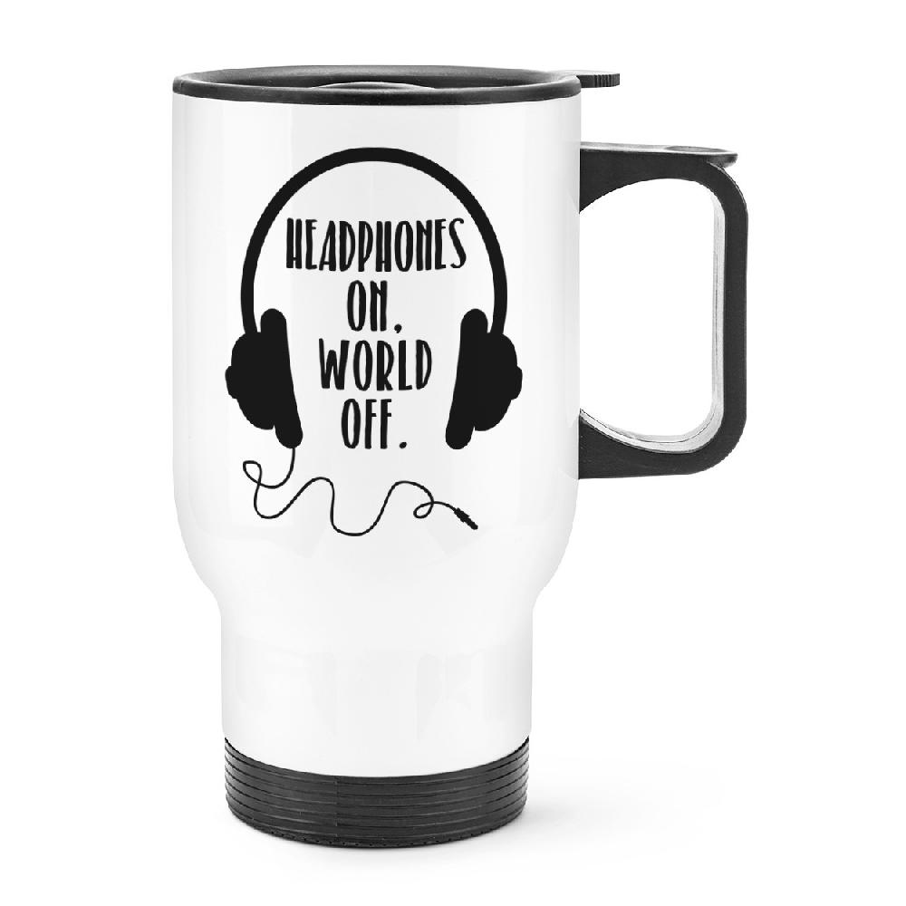 gift base Headphones On World Off Travel Mug Cup With Handle