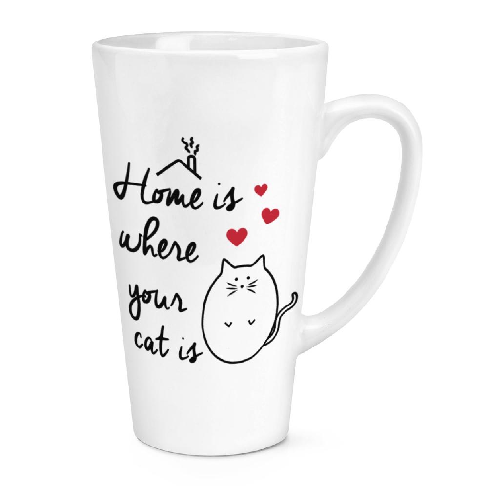 gift base Home Is Where Your Cat Is 17oz Large Latte Mug Cup