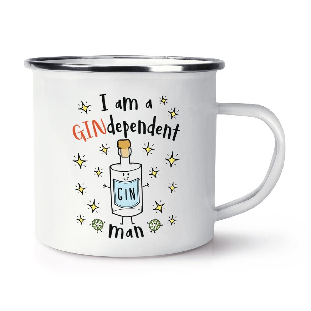 gift base I Am A Gindependent Man Retro Enamel Mug Cup