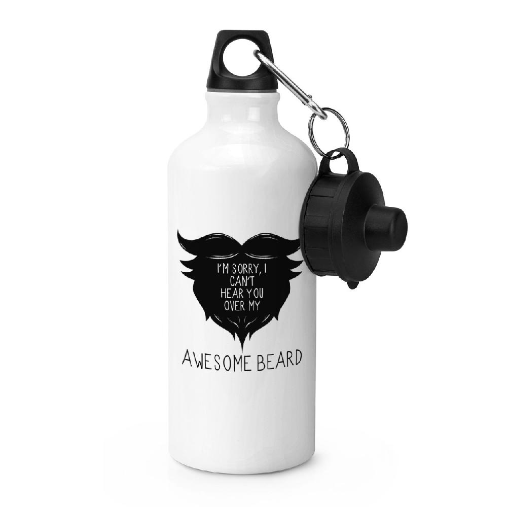gift base I Can't Hear You Over My Awesome Beard Sports Bottle
