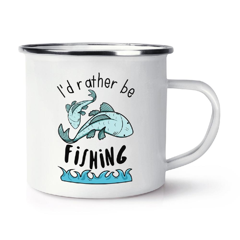 gift base I'd Rather Be Fishing Retro Enamel Mug Cup