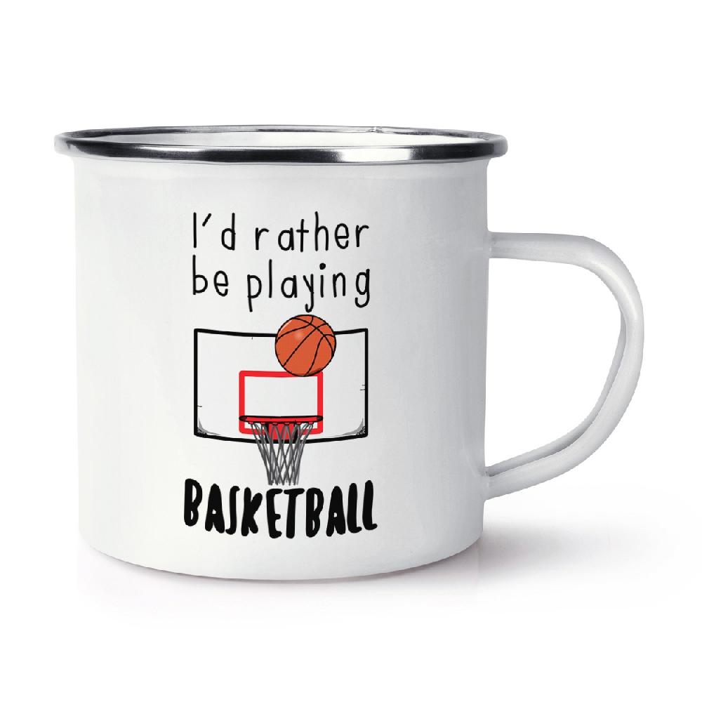 gift base I'd Rather Be Playing Basketball Retro Enamel Mug Cup