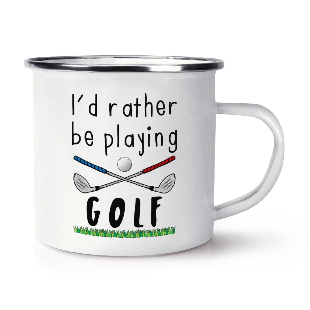 gift base I'd Rather Be Playing Golf Retro Enamel Mug Cup