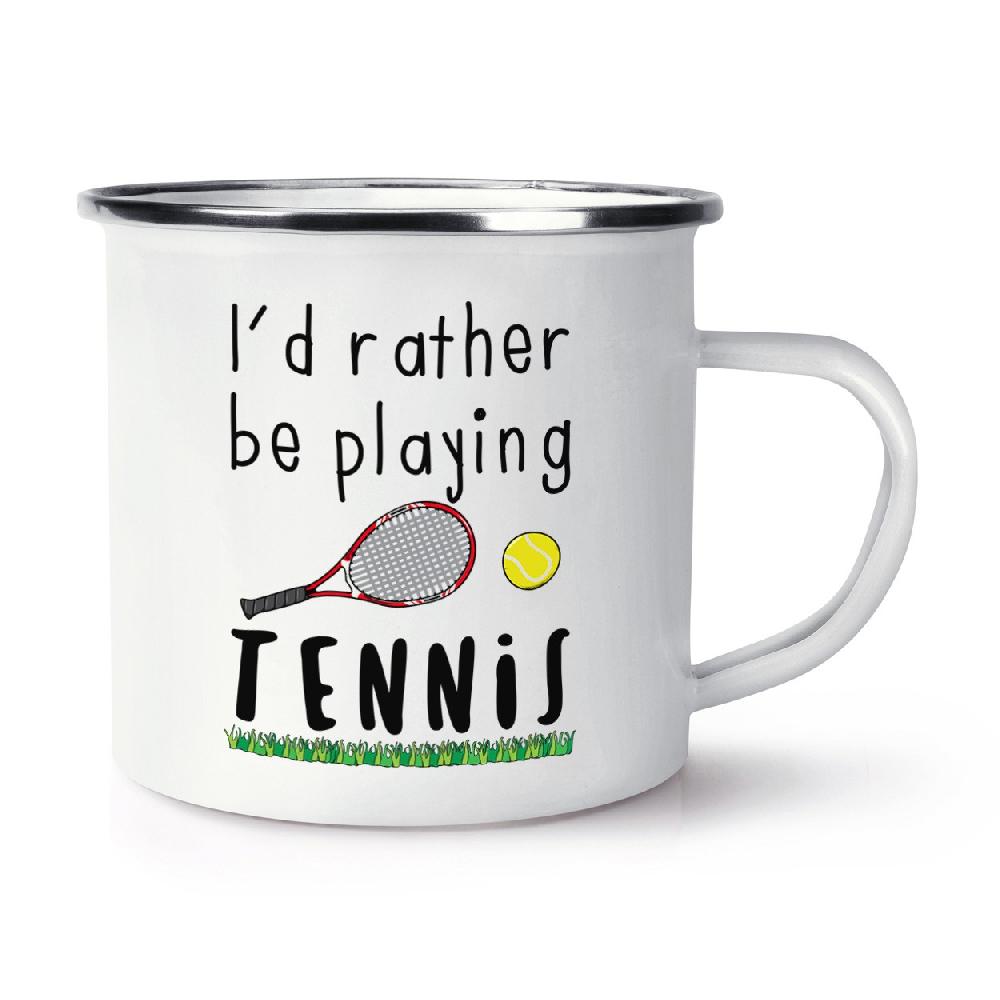 gift base I'd Rather Be Playing Tennis Retro Enamel Mug Cup