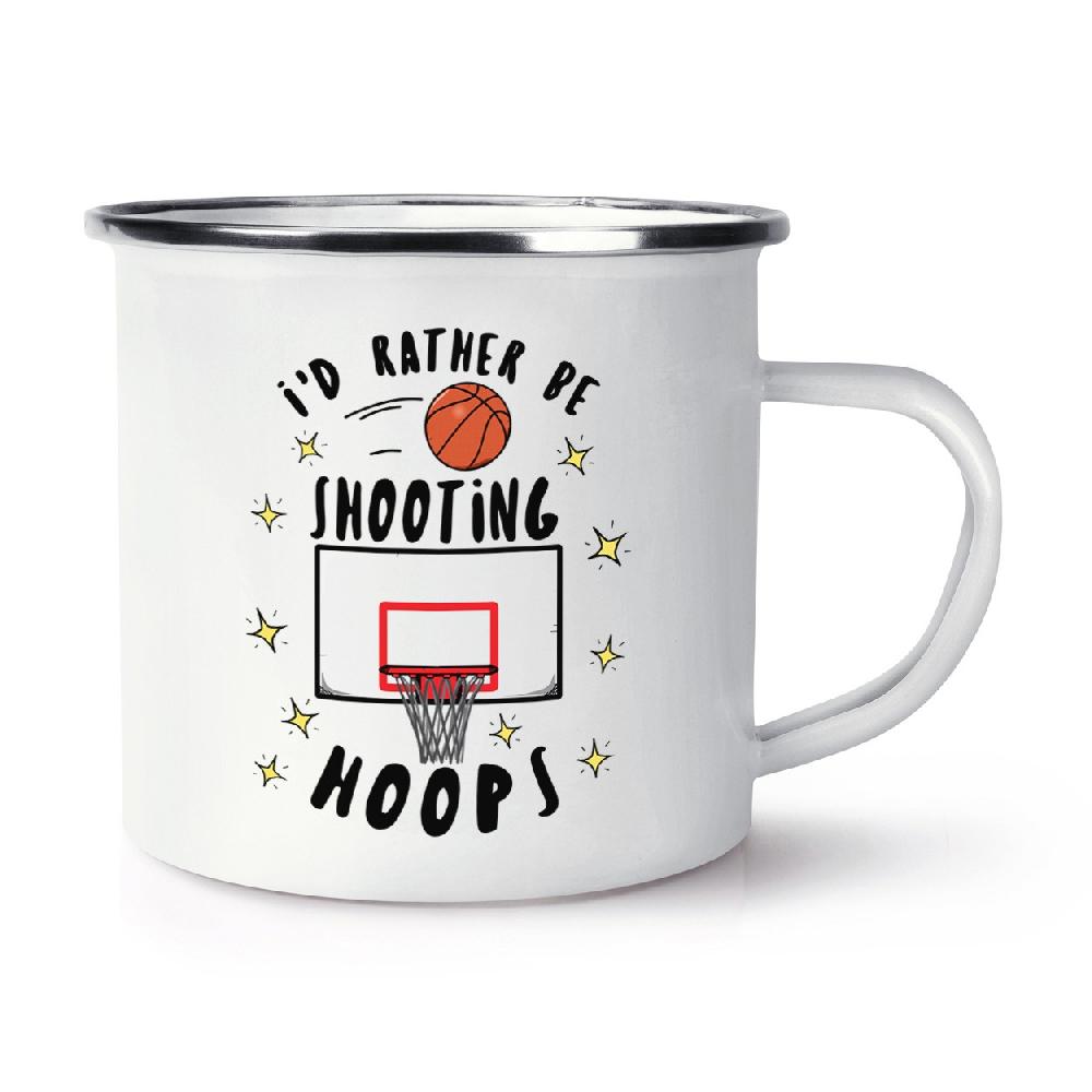 gift base I'd Rather Be Shooting Hoops Basketball Retro Enamel Mug Cup