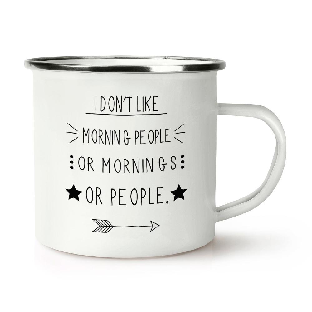 gift base I Don't Like Morning People Retro Enamel Mug Cup