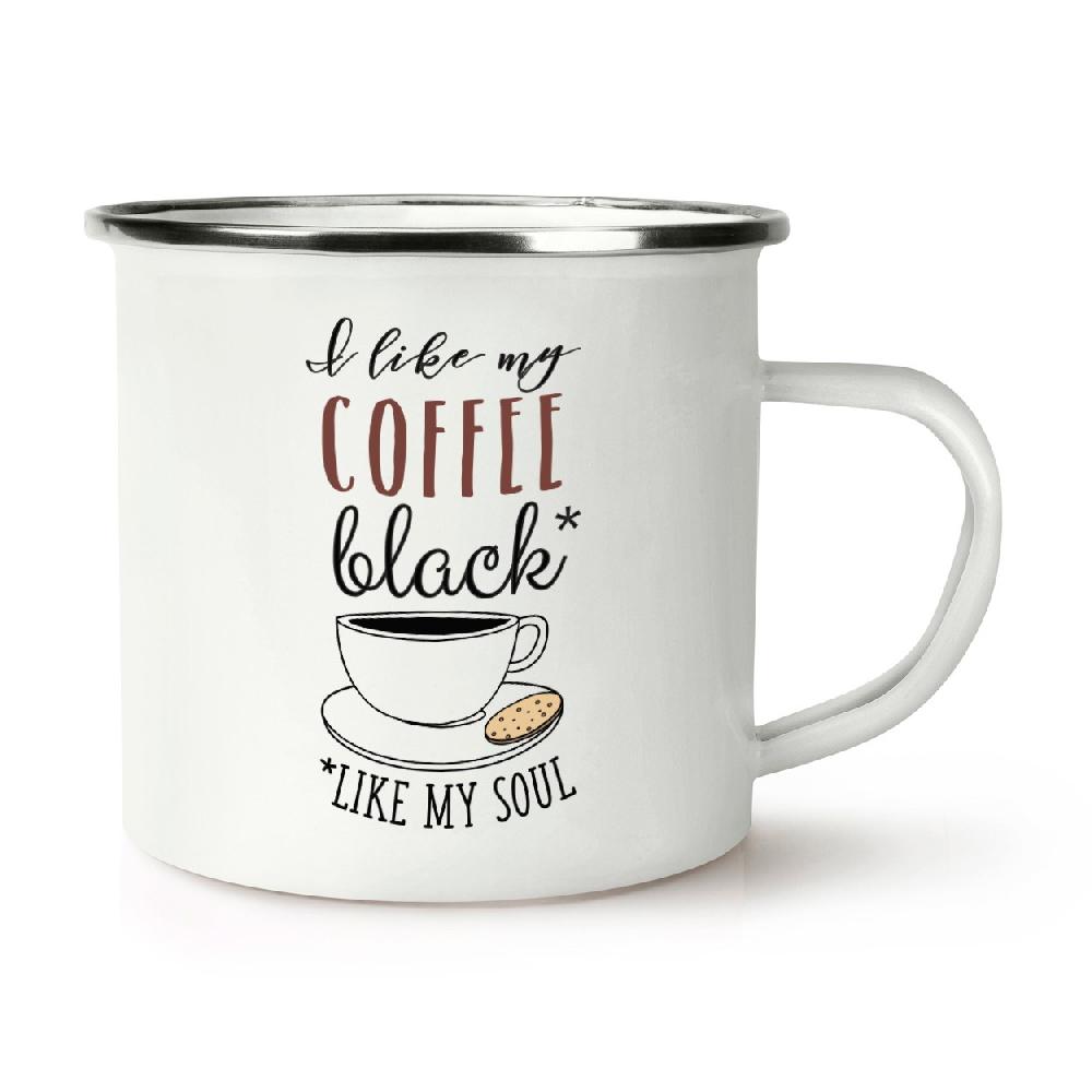 gift base I Like My Coffee Black Like My Soul Retro Enamel Mug Cup