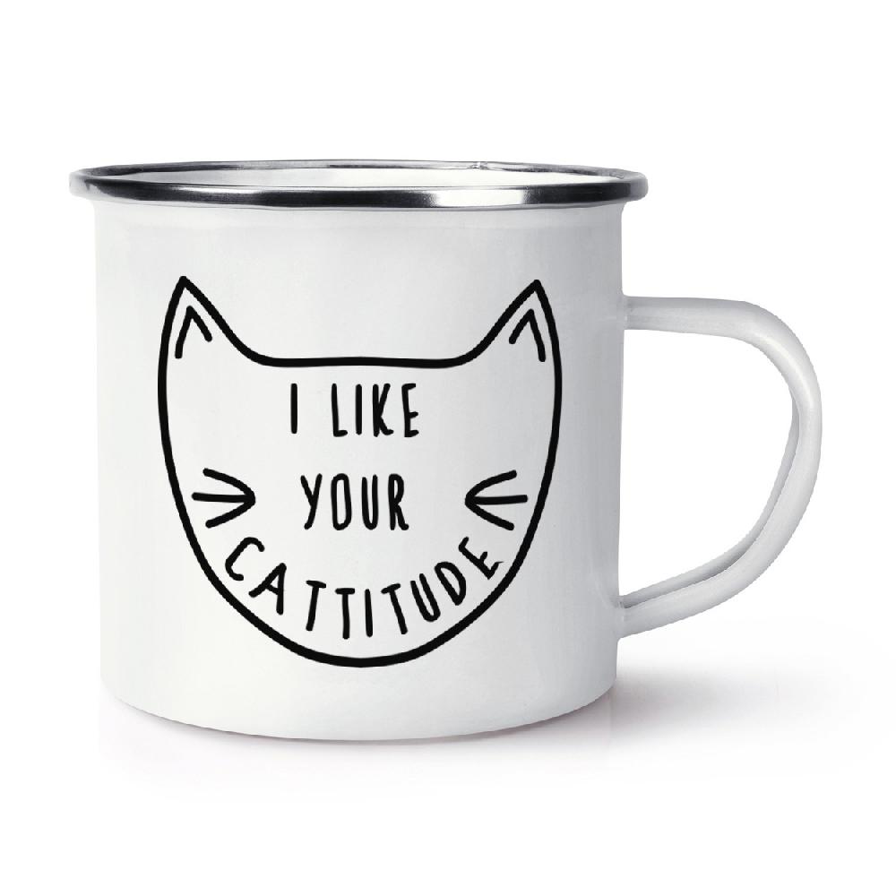 gift base I Like Your Cattitude Retro Enamel Mug Cup