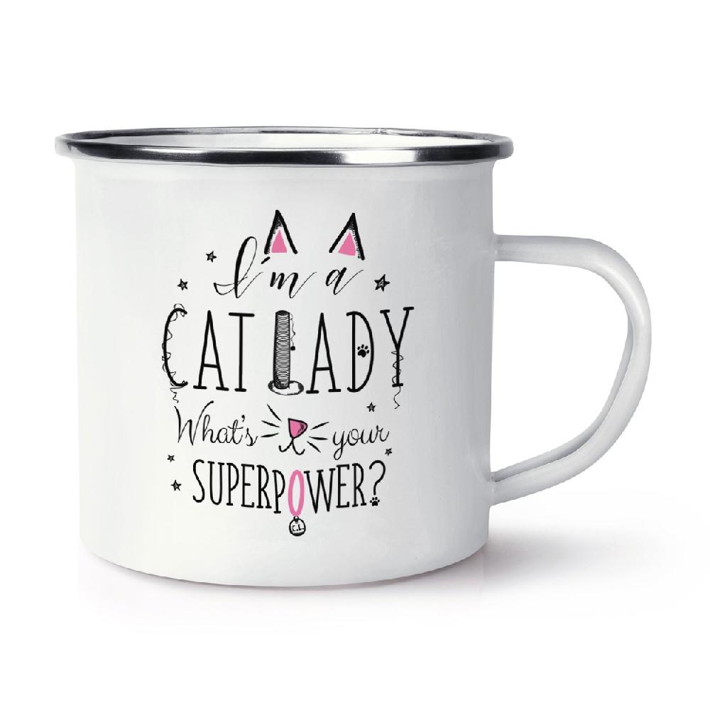 gift base I'm A Cat Lady What's Your Superpower Retro Enamel Mug Cup