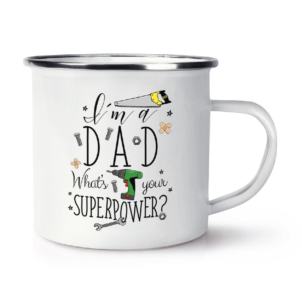 gift base I'm A Dad What's Your Superpower Retro Enamel Mug Cup