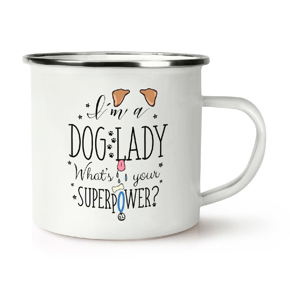 gift base I'm A Dog Lady What's Your Superpower Retro Enamel Mug Cup
