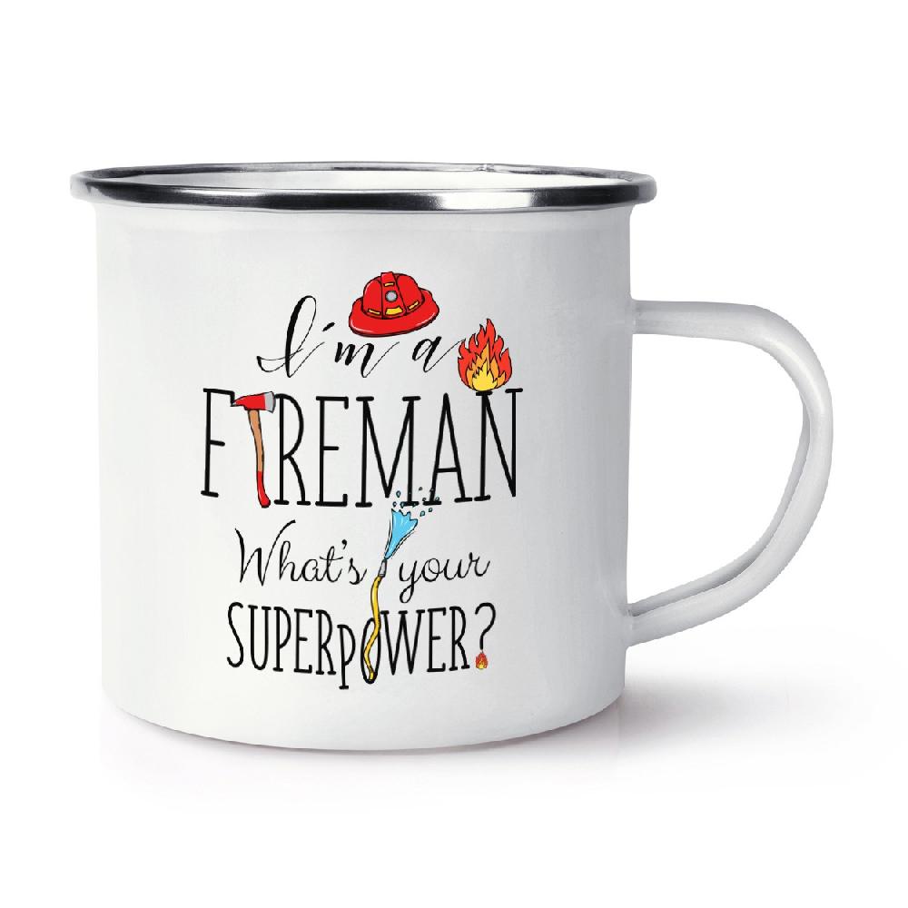 gift base I'm A Fireman What's Your Superpower Retro Enamel Mug Cup