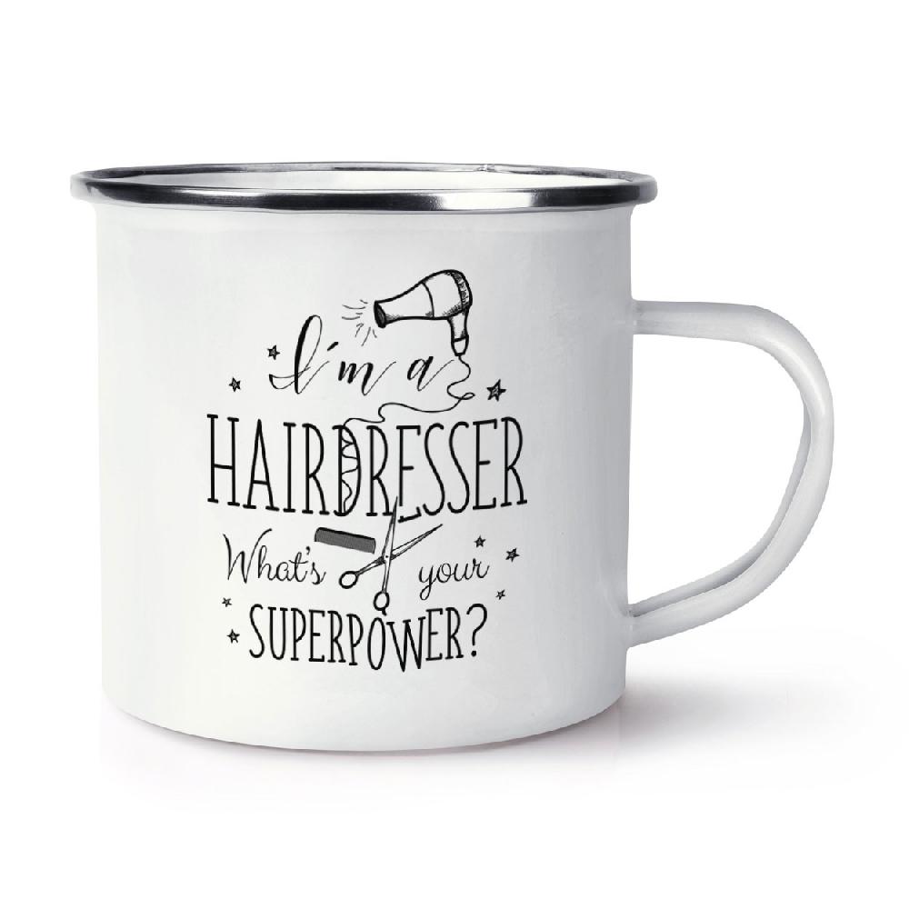 gift base I'm A Hairdresser What's Your Superpower Retro Enamel Mug Cup