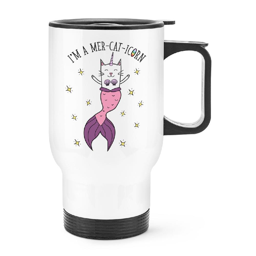 gift base I'm A Mer-cat-icorn Travel Mug Cup With Handle