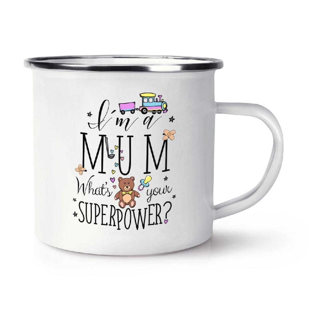 gift base I'm A Mum What's Your Superpower Retro Enamel Mug Cup