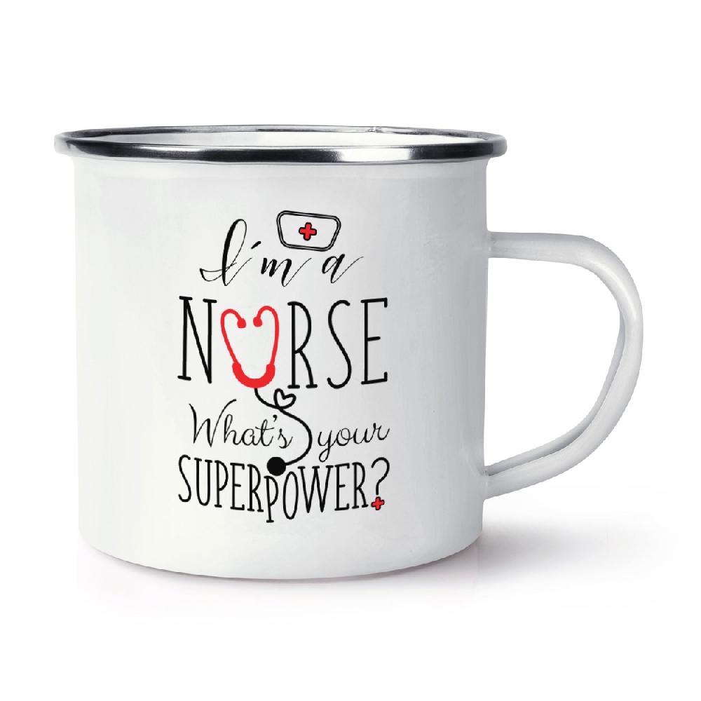 gift base I'm A Nurse What's Your Superpower Retro Enamel Mug Cup