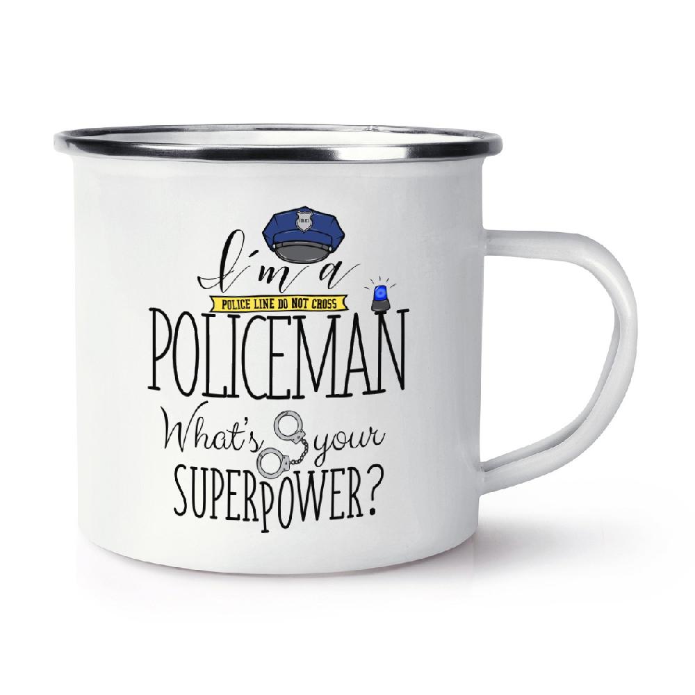 gift base I'm A Policeman What's Your Superpower Retro Enamel Mug Cup