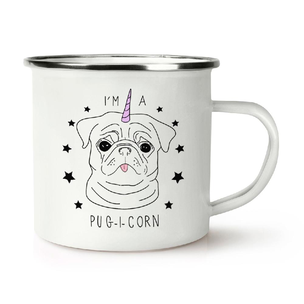 gift base I'm A Pugicorn Stars Retro Enamel Mug Cup