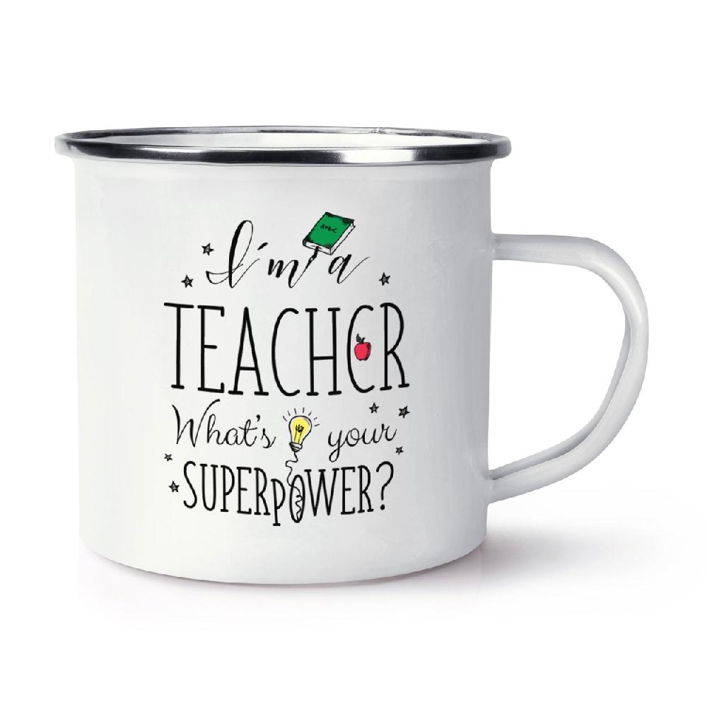 gift base I'm A Teacher What's Your Superpower Retro Enamel Mug Cup