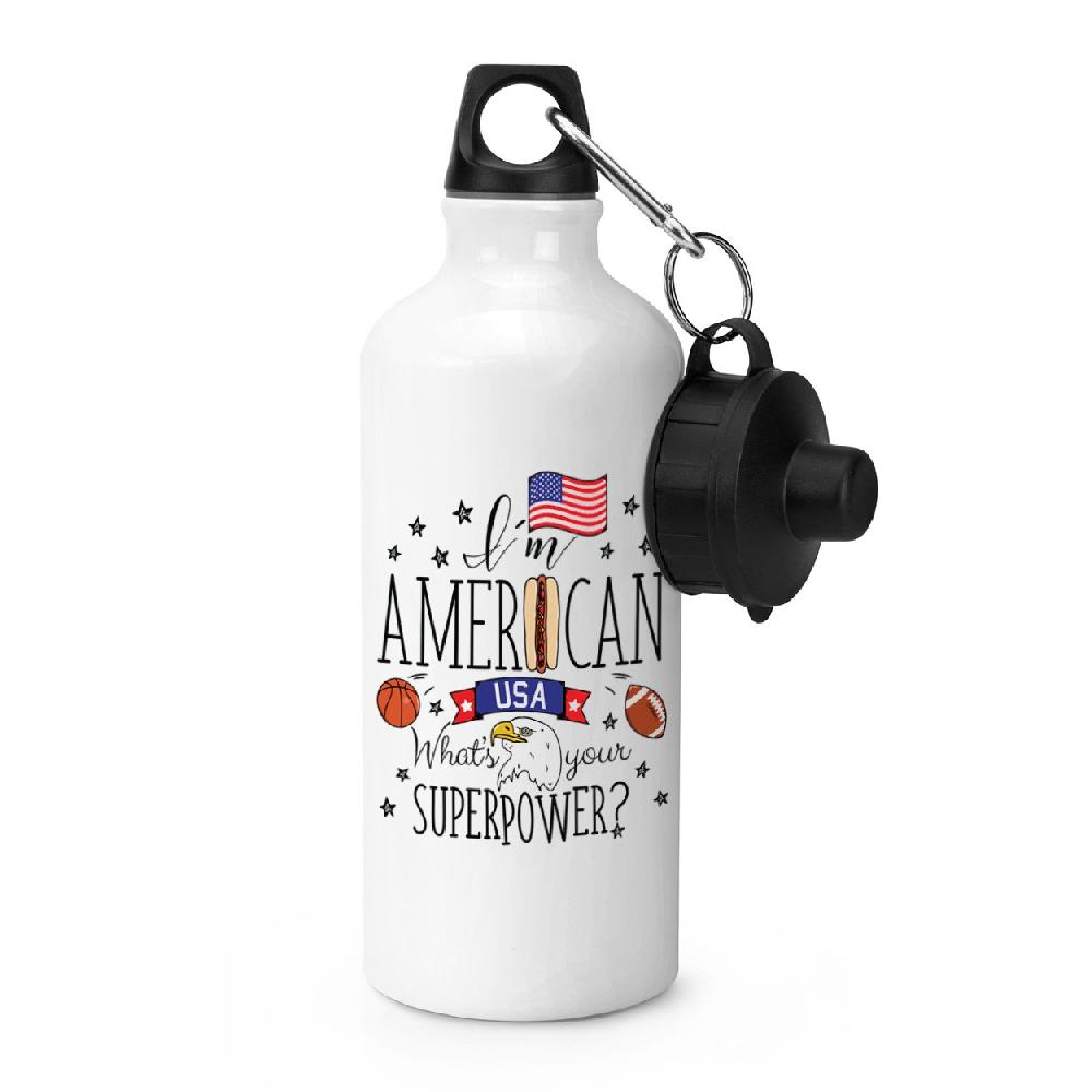 gift base I'm American What's Your Superpower Sports Bottle