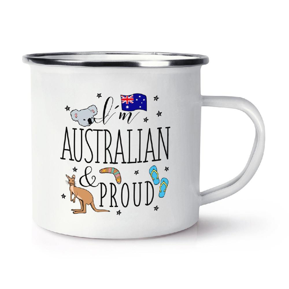 gift base I'm Australian And Proud Retro Enamel Mug Cup