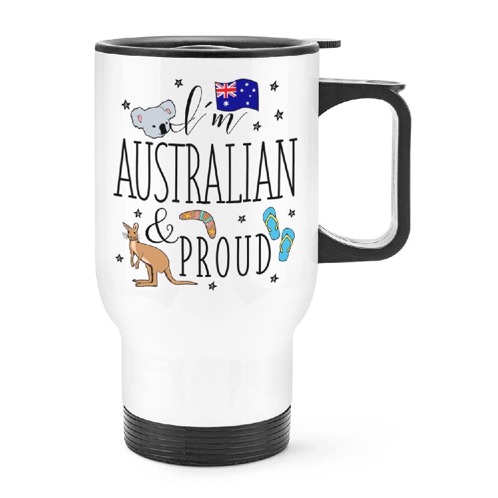 gift base I'm Australian And Proud Travel Mug Cup With Handle
