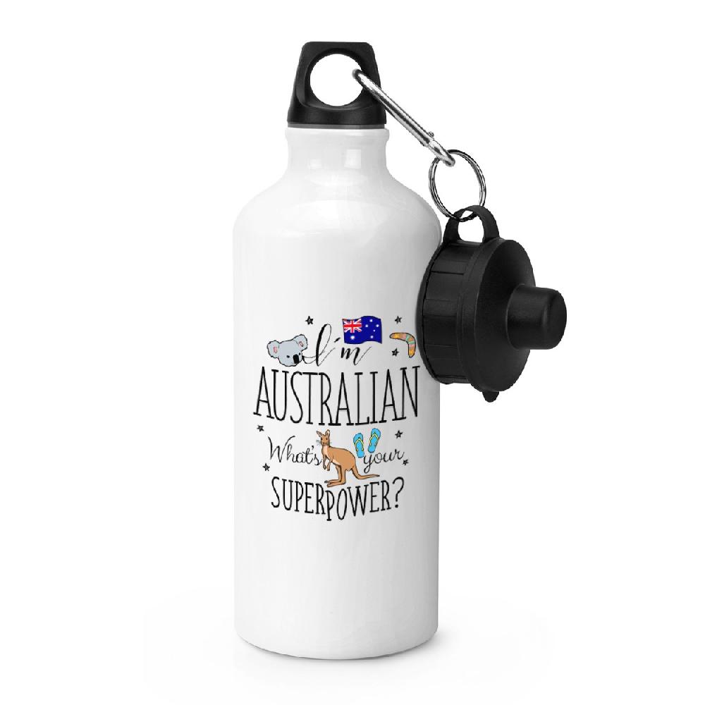 gift base I'm Australian What's Your Superpower Sports Bottle