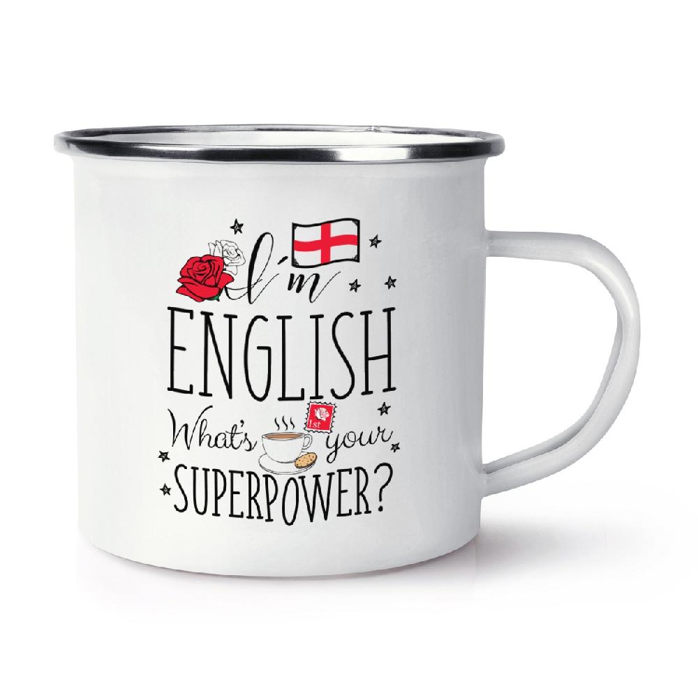 gift base I'm English What's Your Superpower Retro Enamel Mug Cup