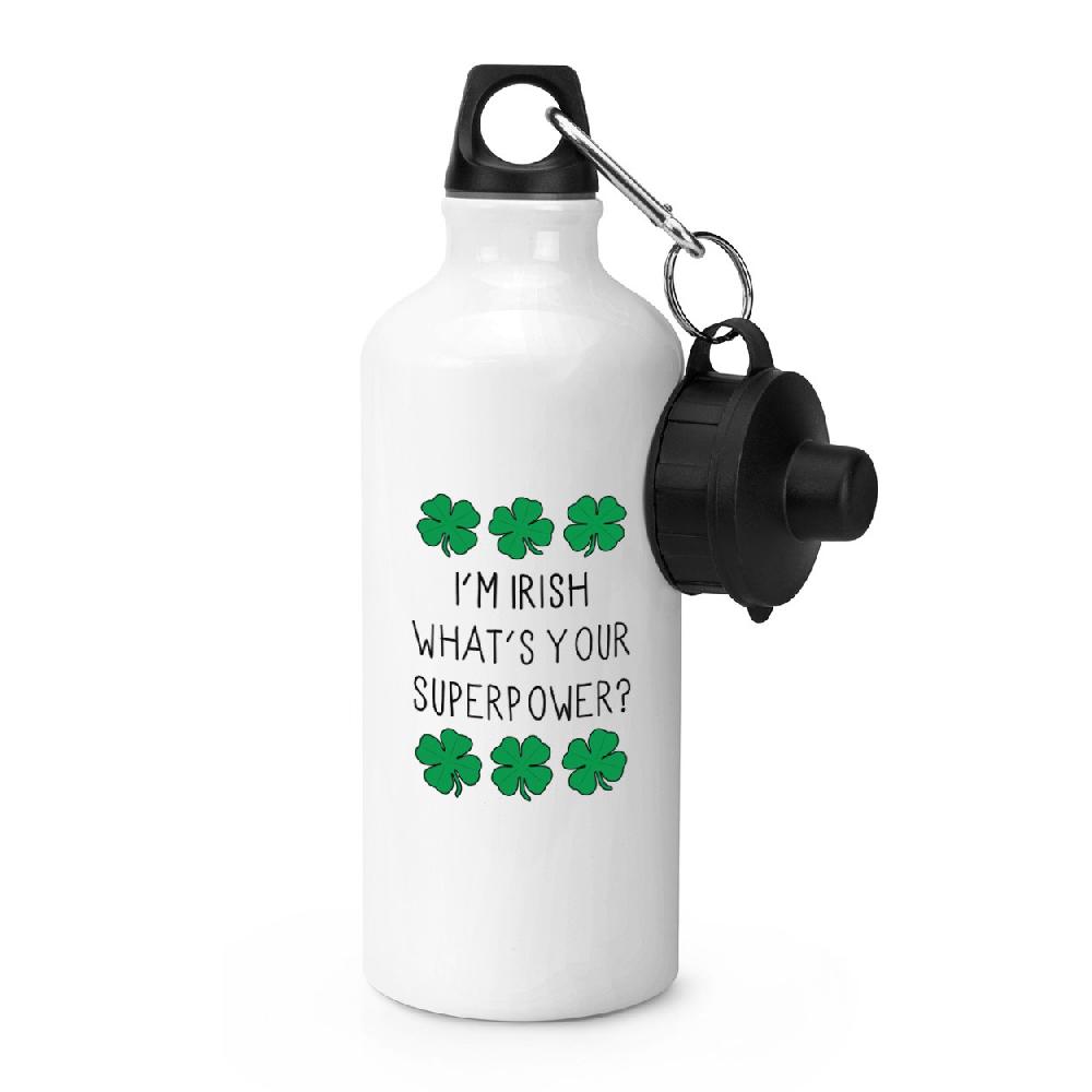gift base I'm Irish What's Your Superpower Shamrock Sports Bottle