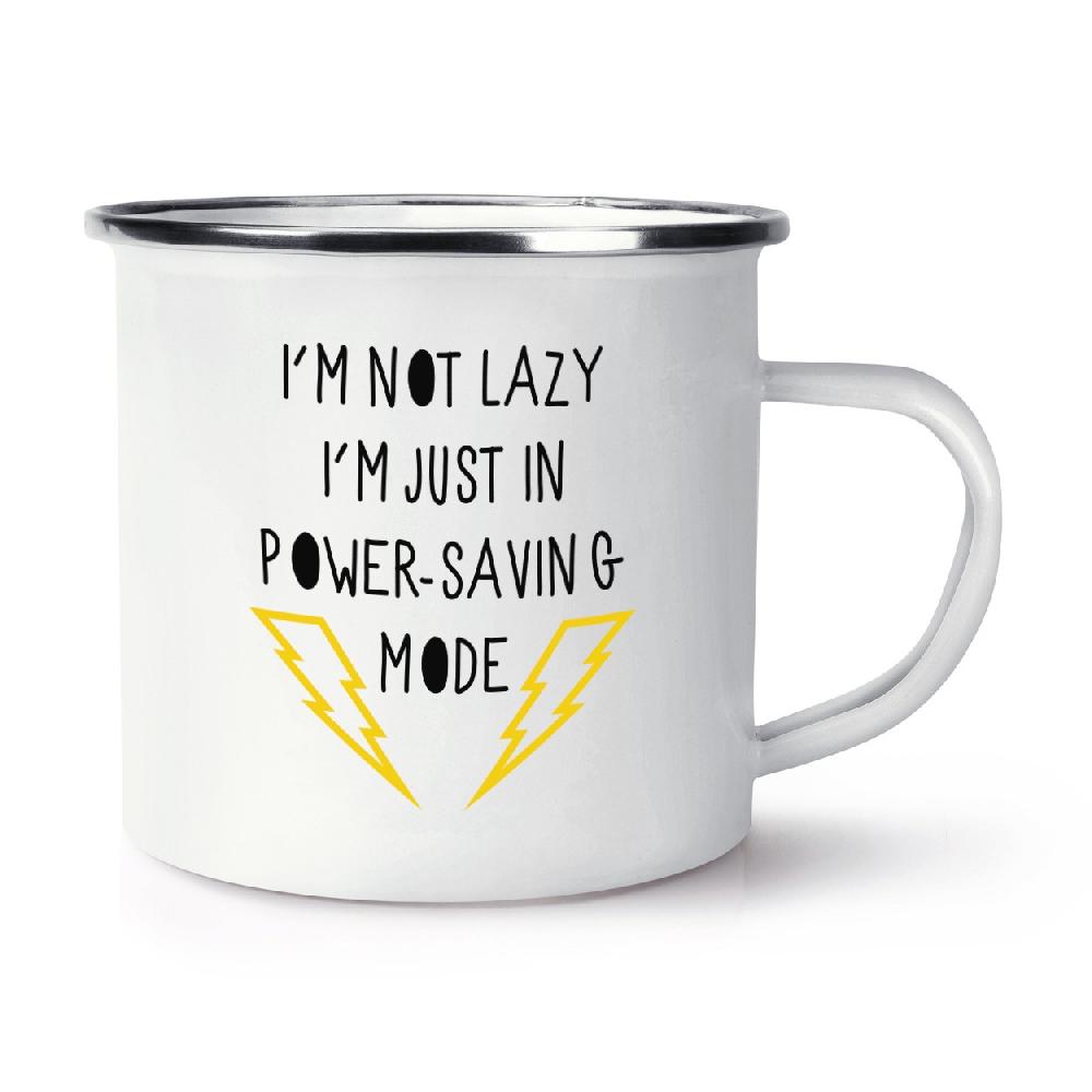 gift base I'm Not Lazy I'm Just In Power Saving Mode Retro Enamel Mug Cup
