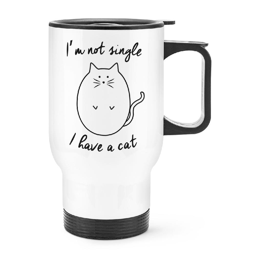 gift base I'm Not Single I Have A Cat Travel Mug Cup With Handle