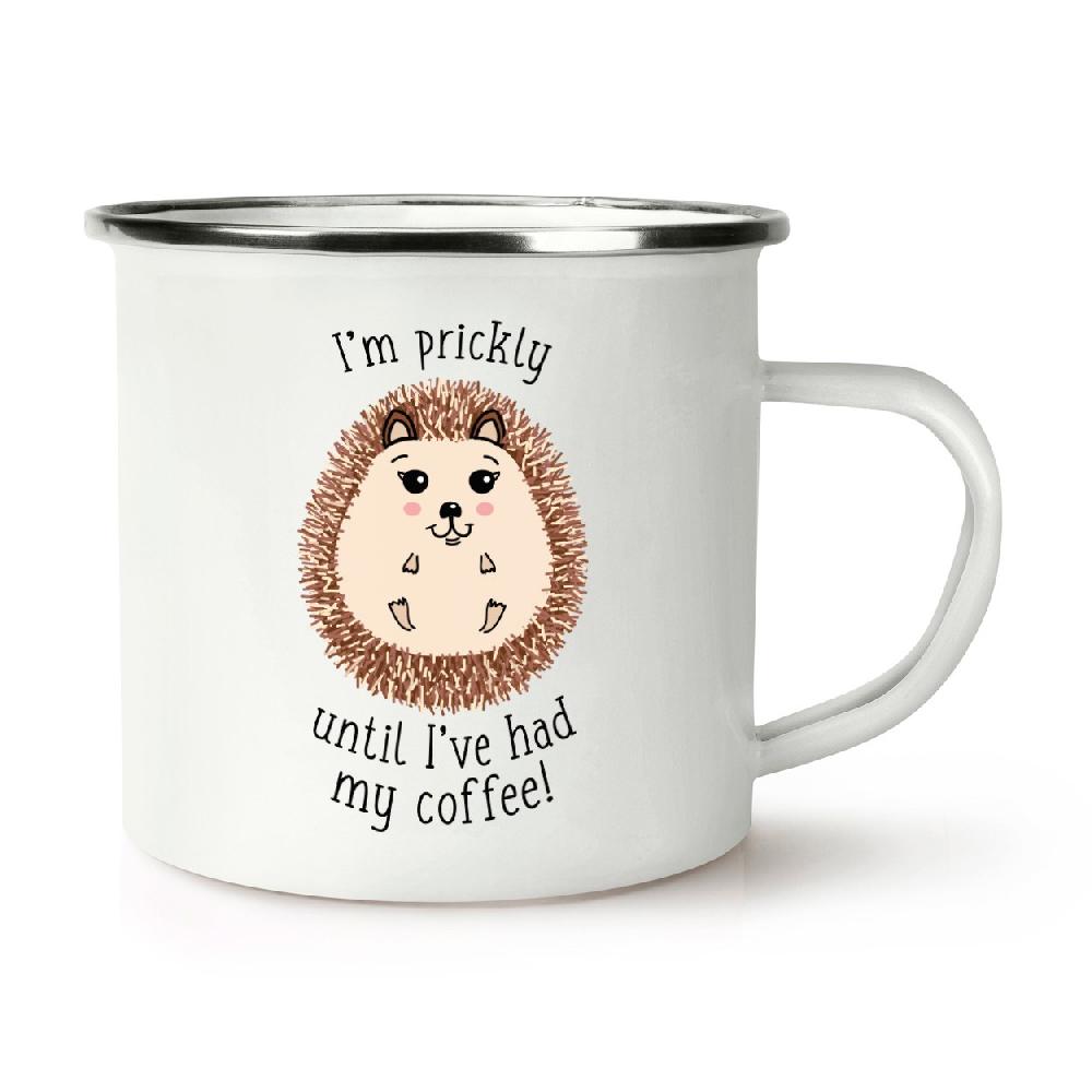 gift base I'm Prickly Until I've Had My Coffee Hedgehog Retro Enamel Mug Cup