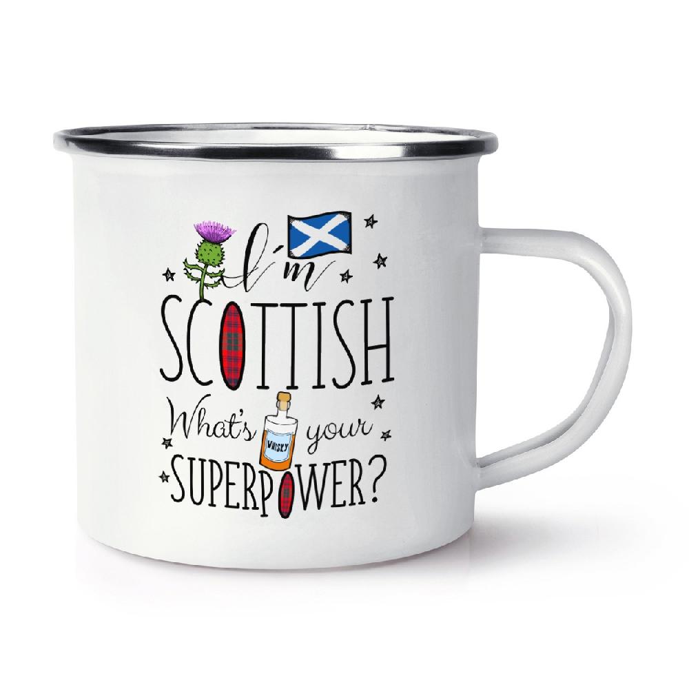 gift base I'm Scottish What's Your Superpower Retro Enamel Mug Cup