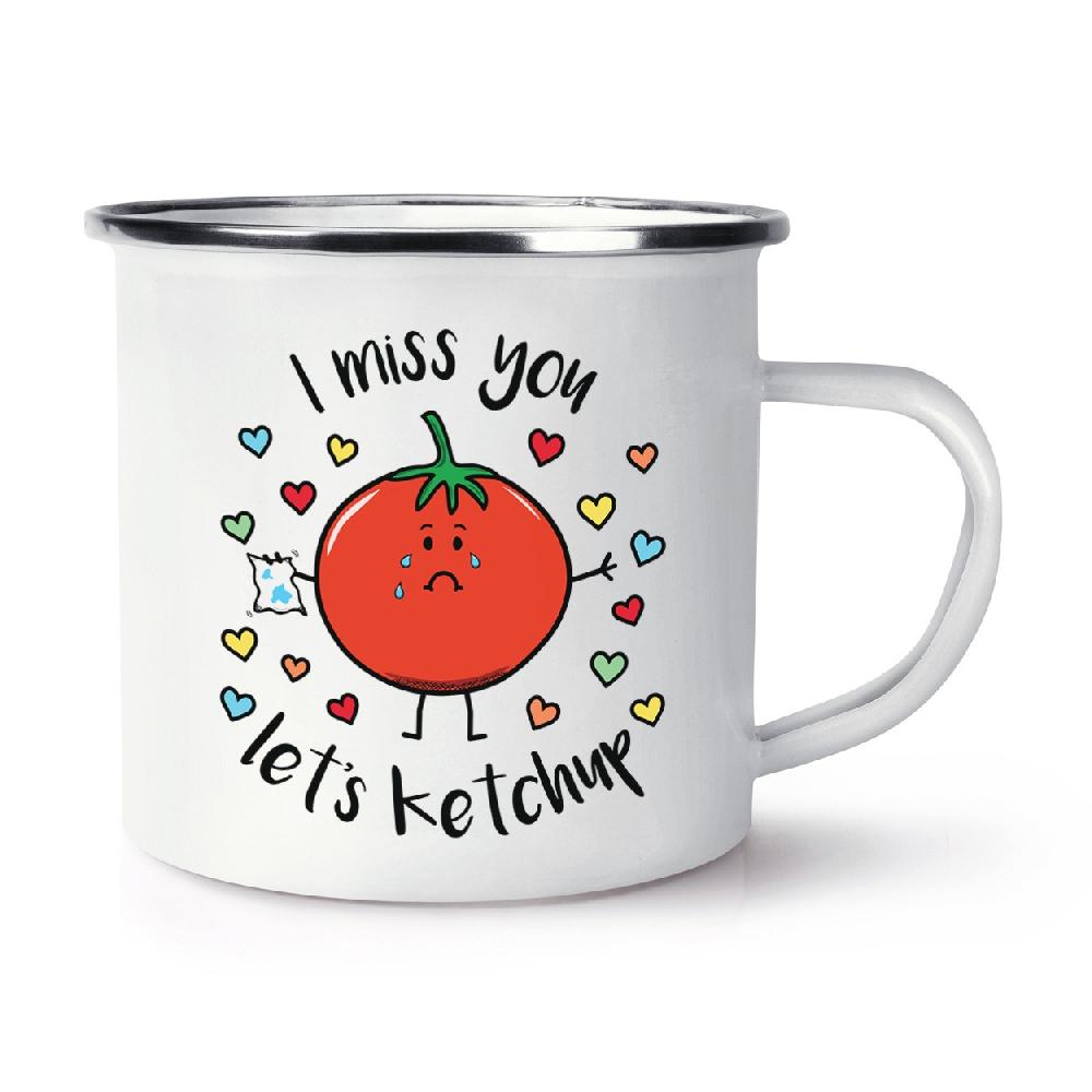gift base I Miss You Let's Ketchup Retro Enamel Mug Cup