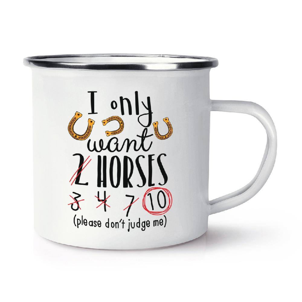 gift base I Only Want 2 Horses Retro Enamel Mug Cup