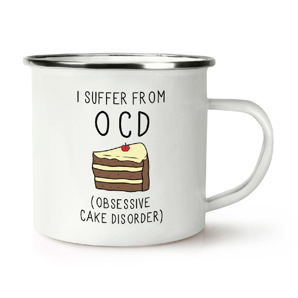 gift base I Suffer From Obsessive Cake Disorder OCD Retro Enamel Mug Cup