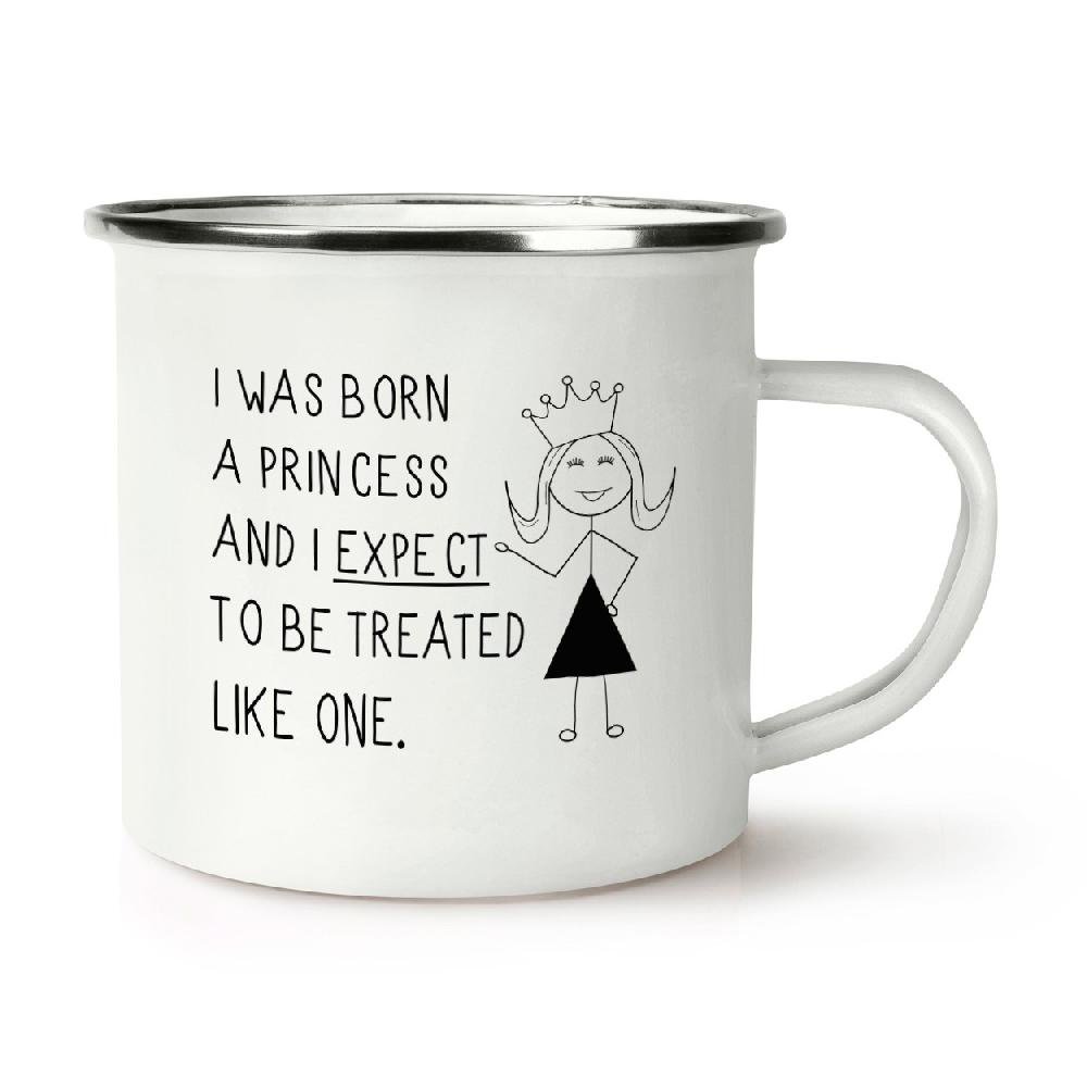gift base I Was Born A Princess Retro Enamel Mug Cup