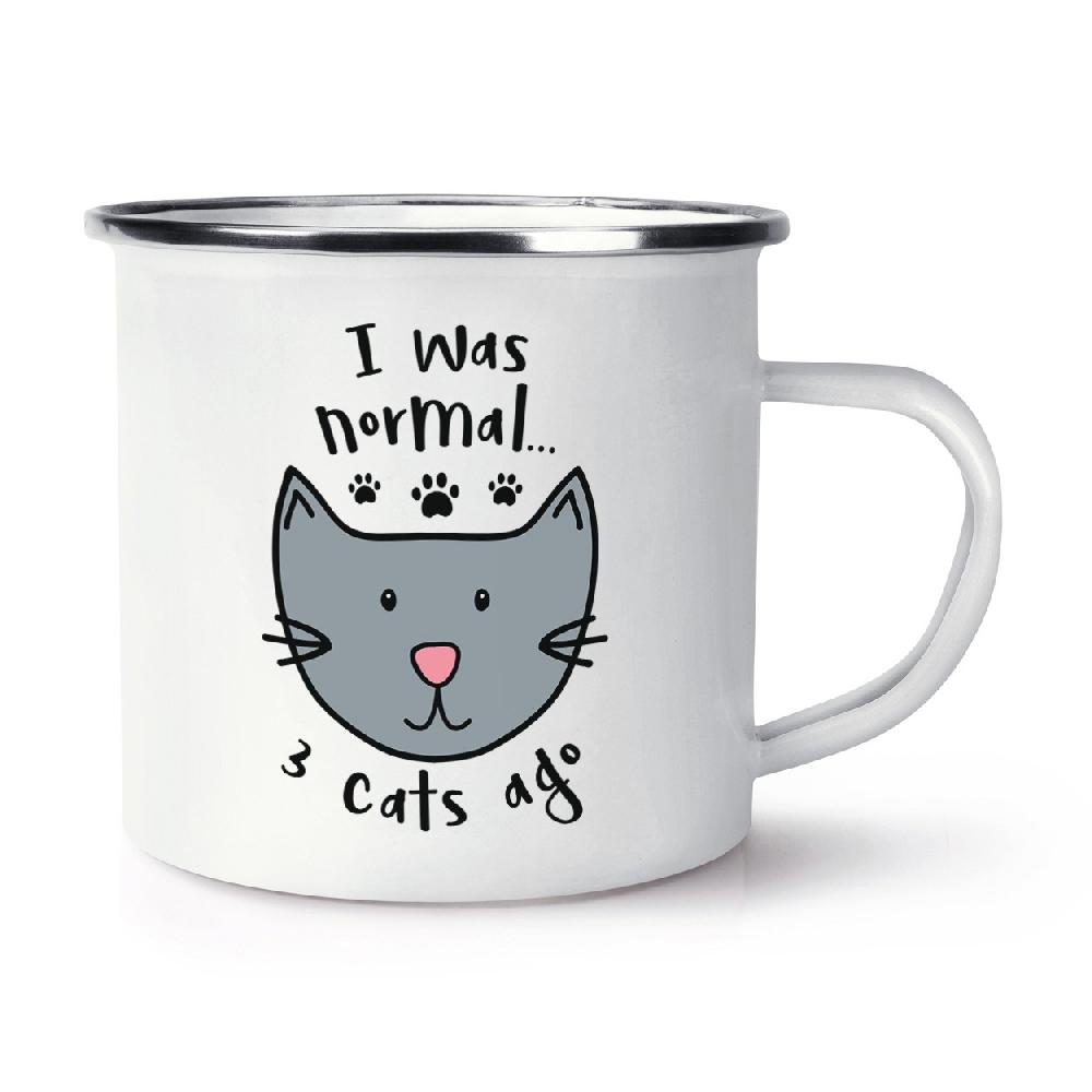 gift base I Was Normal 3 Cats Ago Retro Enamel Mug Cup