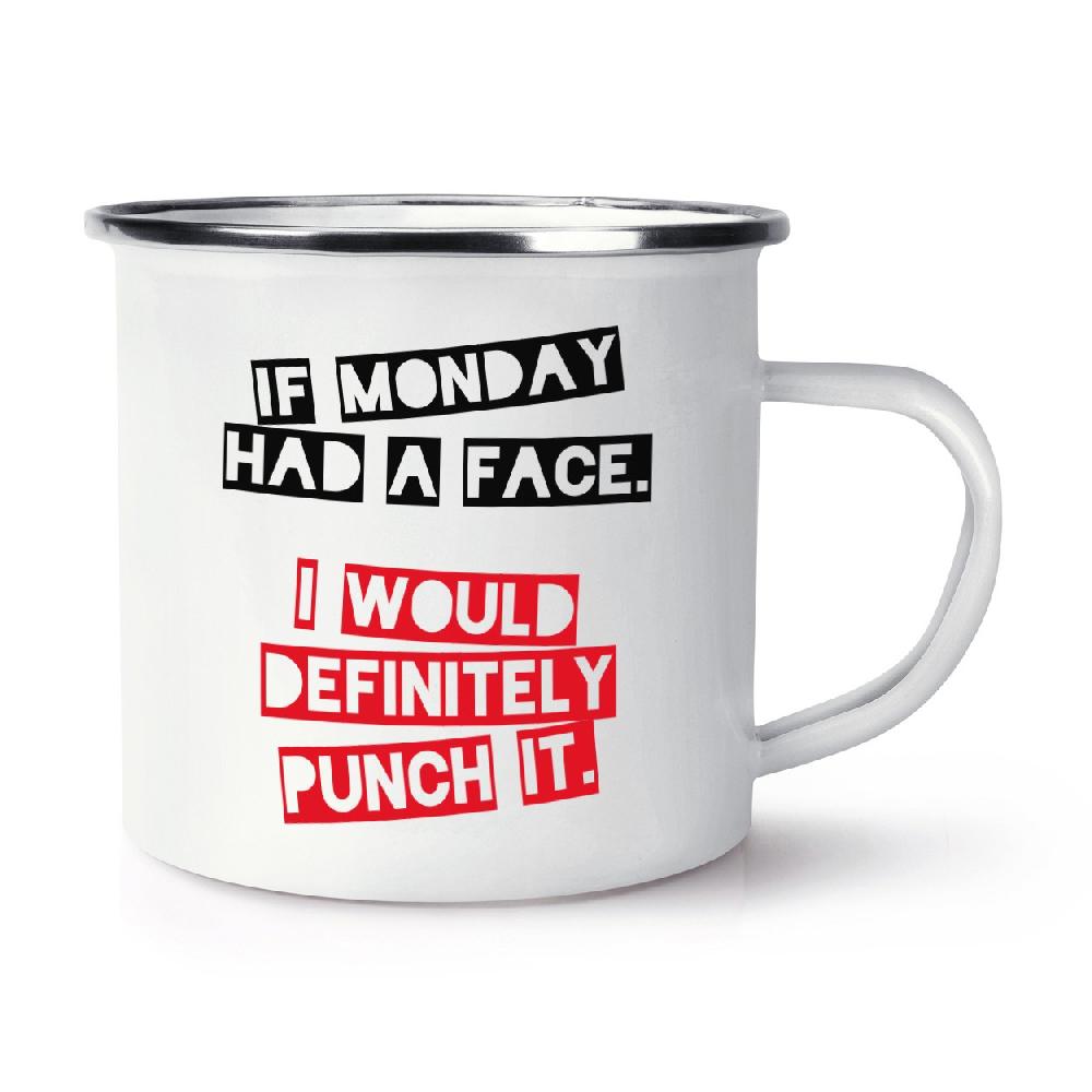 gift base If Monday Had A Face I'd Punch It Retro Enamel Mug Cup