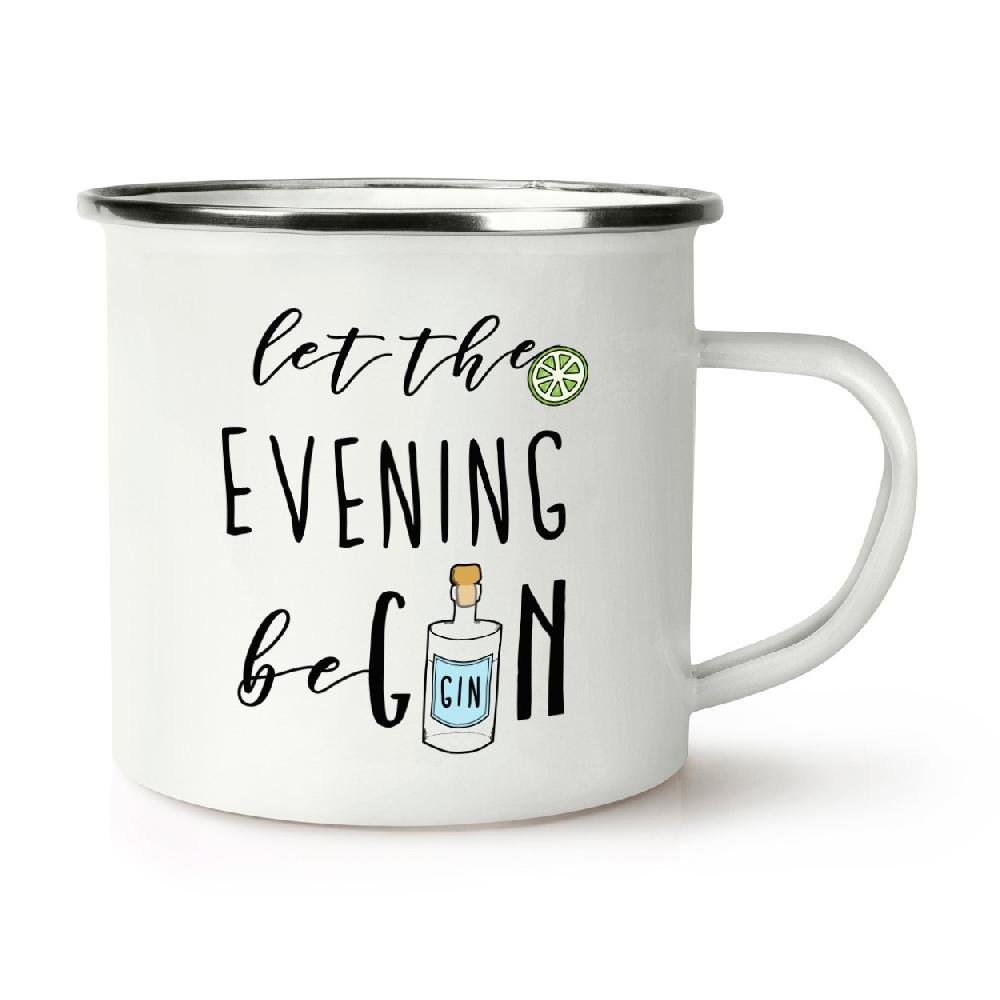 gift base Let The Evening BeGIN Retro Enamel Mug Cup