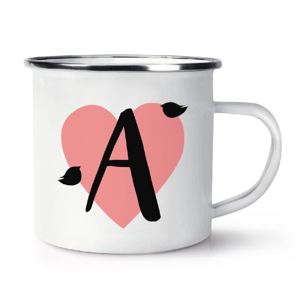 gift base Letter A Heart Alphabet Retro Enamel Mug Cup