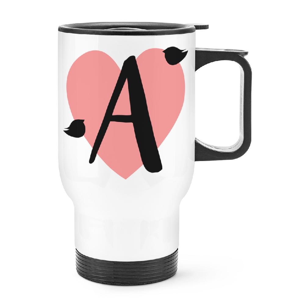 gift base Letter A Heart Alphabet Travel Mug Cup With Handle