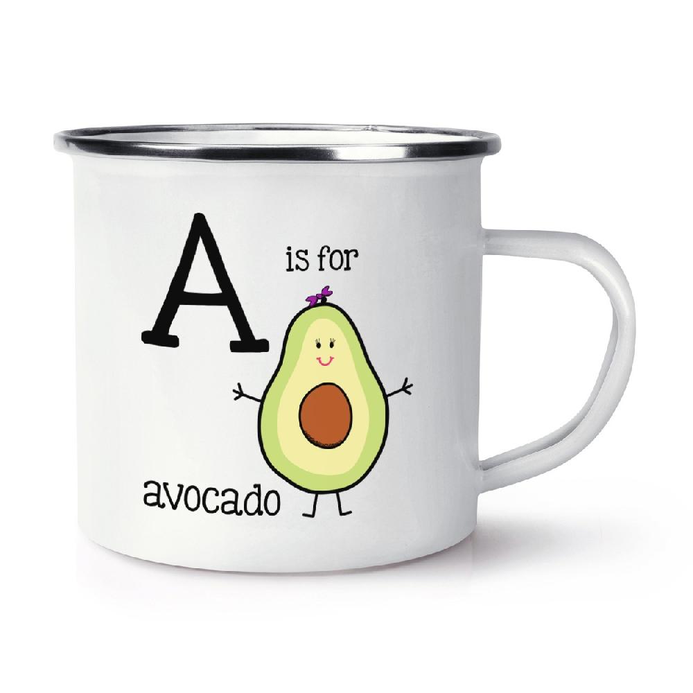 gift base Letter A Is For Avocado Retro Enamel Mug Cup